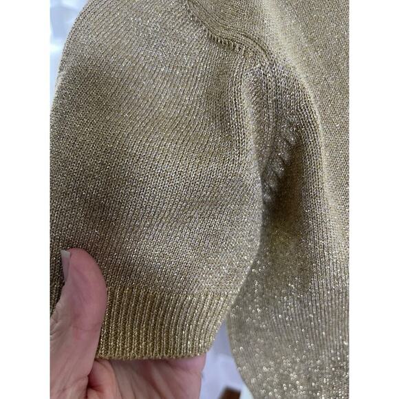 Vintage Leslie Fay Gold Metallic Knit Petite Top Made in Hong Kong 80s‎ - Picture 8 of 14